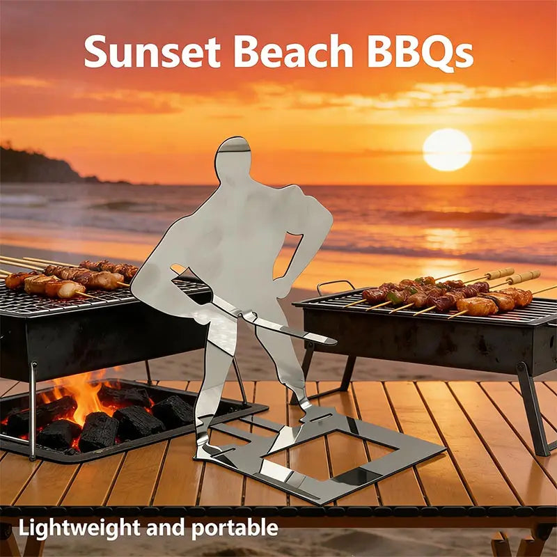 Portable Stainless Steel Hot Dog Barbecue Grill Easy Clean Fun Sausage Fork Barbecue Skewer Set Outdoor Picnic Cooking Tools