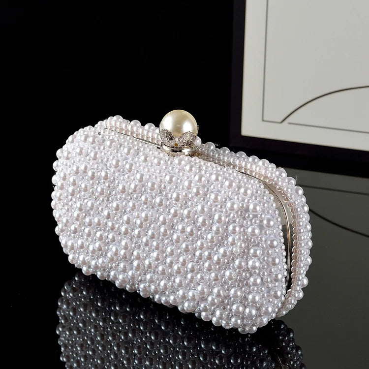 Women's Evening Bag Party / Evening Pearls Pearl White Pink/Beige/White
