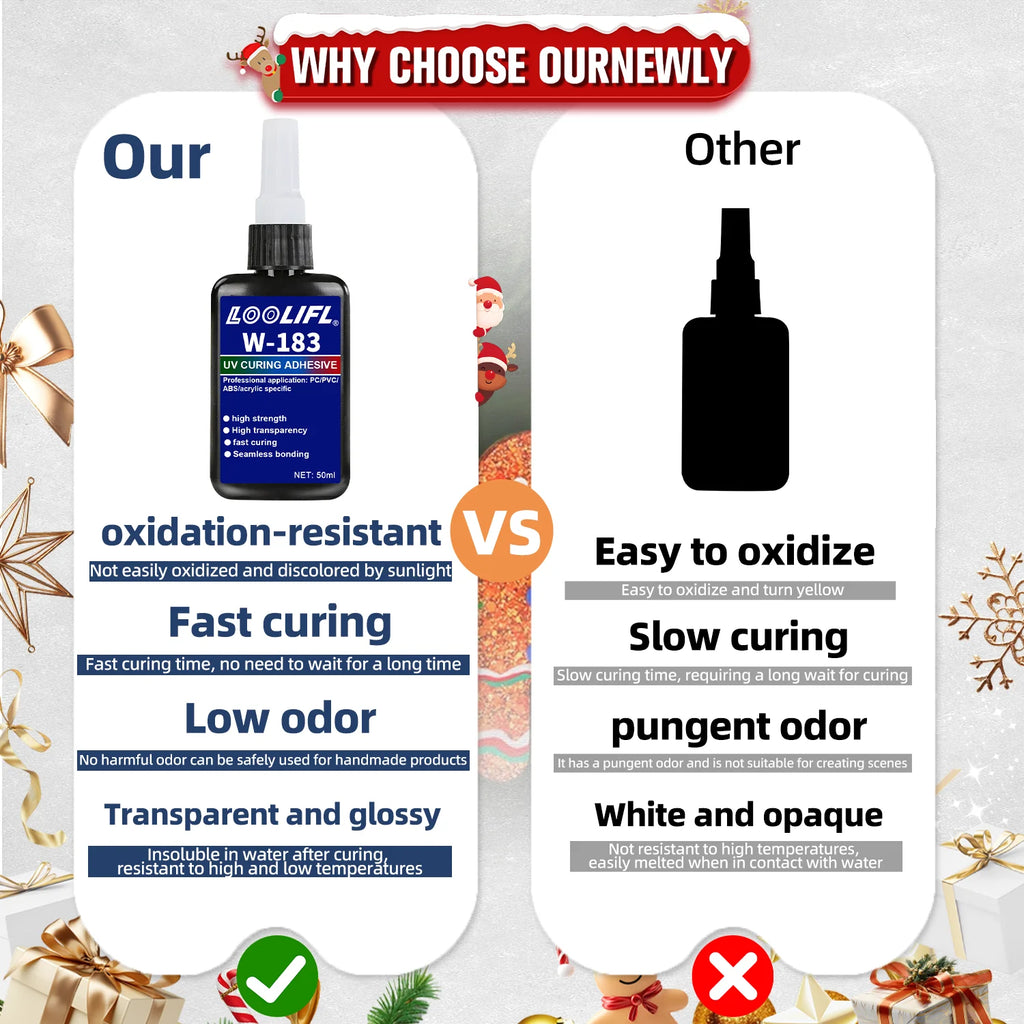 50ml UV Glue UV Curing Adhesive Clear Transparent Shadowless Glue for Glass Crystal Acrylic Metal DIY Craft