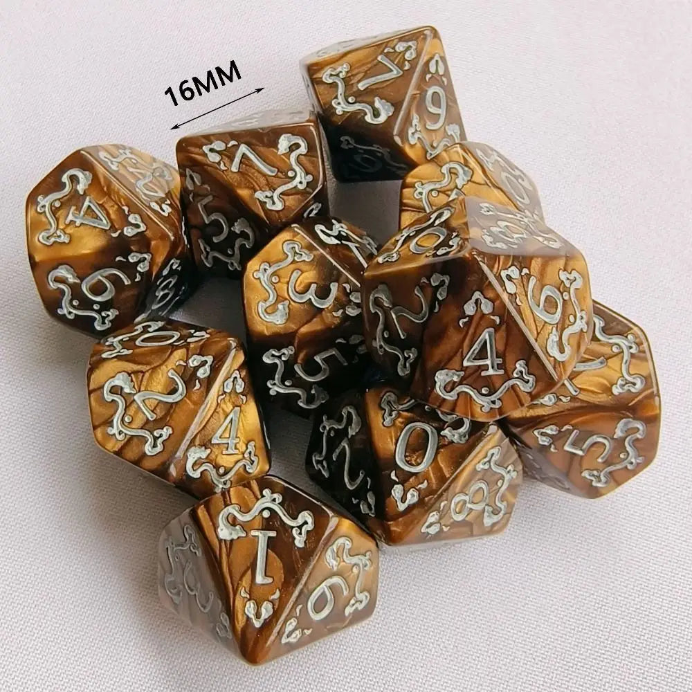 10PCS New Acrylic Dragon Themed Dice Set D10 Yellow Purple Gold Red Dice For Table Games Polyhedral Table Games Dice For D&d DND