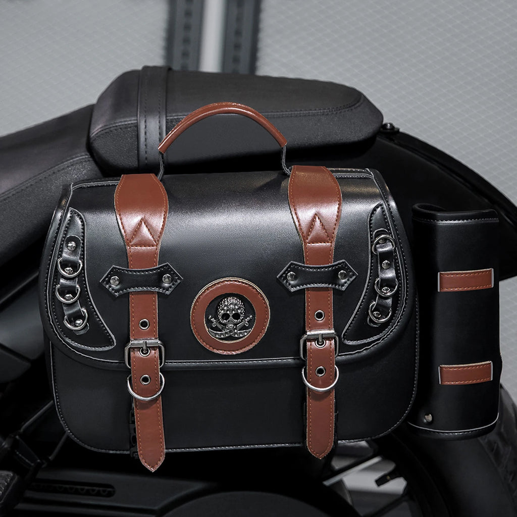 New PU Leather Motorcycle SaddlebagsWaterproof Side Bag Motorcycle Accessories
