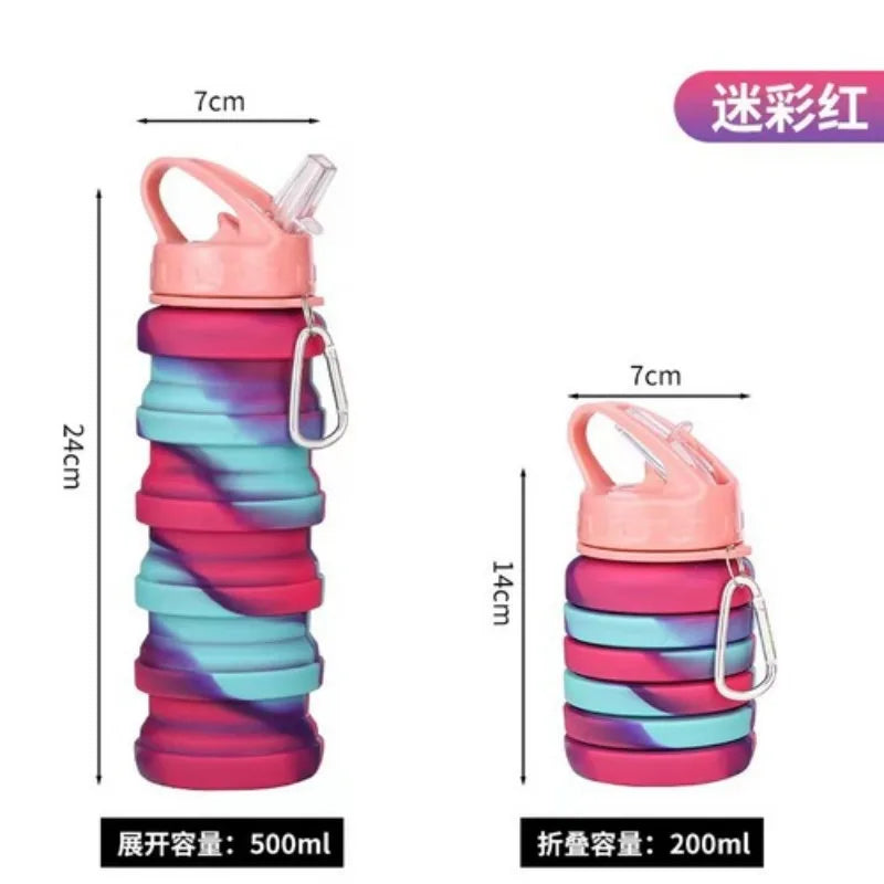 New Portable Silicone Water Bottle Retractable Folding Coffee Bottle Cups E Outdoor Travel Tools Collapsible Sport Bottles