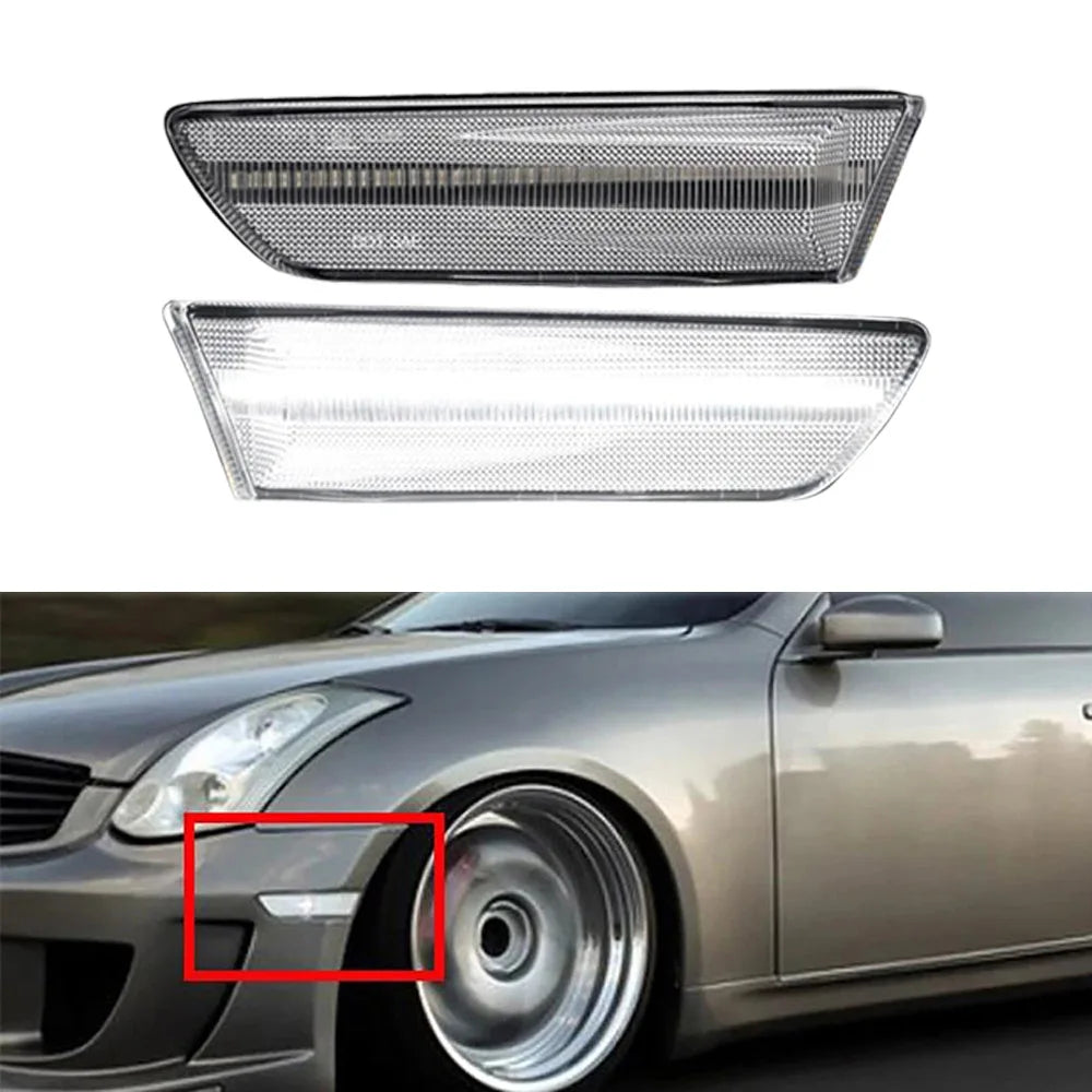 2pcs Car LED Side Lamp LED Dynamic Side Indicator LED Side Marker Lights Car Side Light for Infiniti G35 2-door Coupe 2003-2007