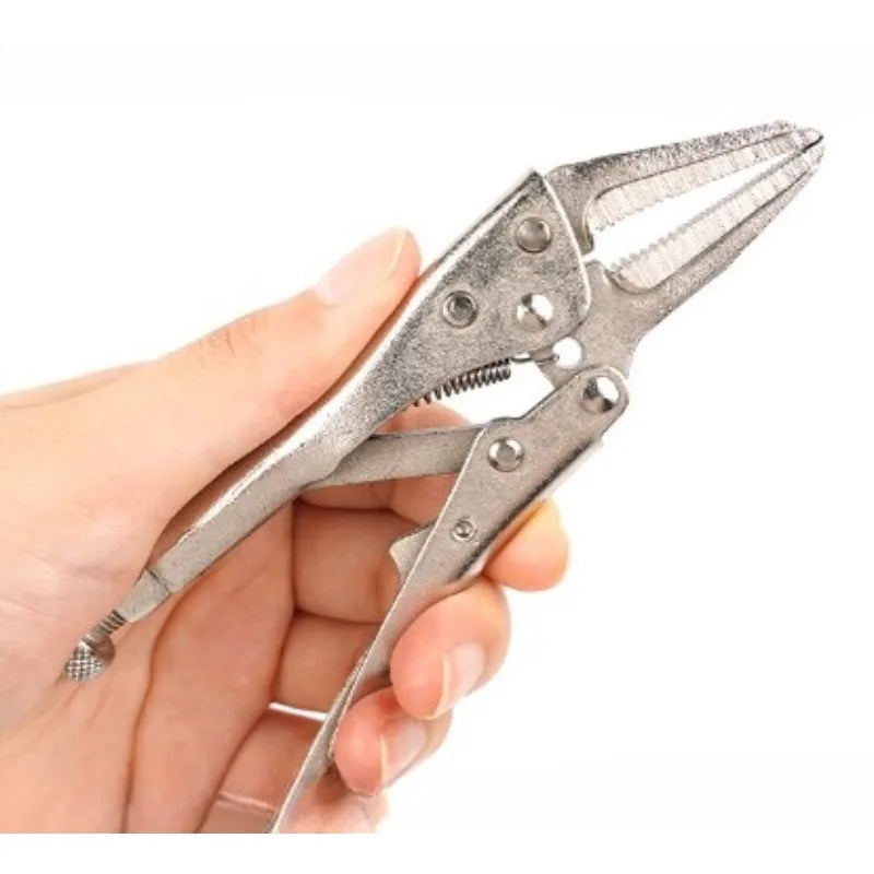 2Pcs/Set 5-Inch Mini vice Grip Locking Pliers Long Nose 4-Inch Curve Jaw Labor-Saving Welding Clamp for DIY Home Hand Tools