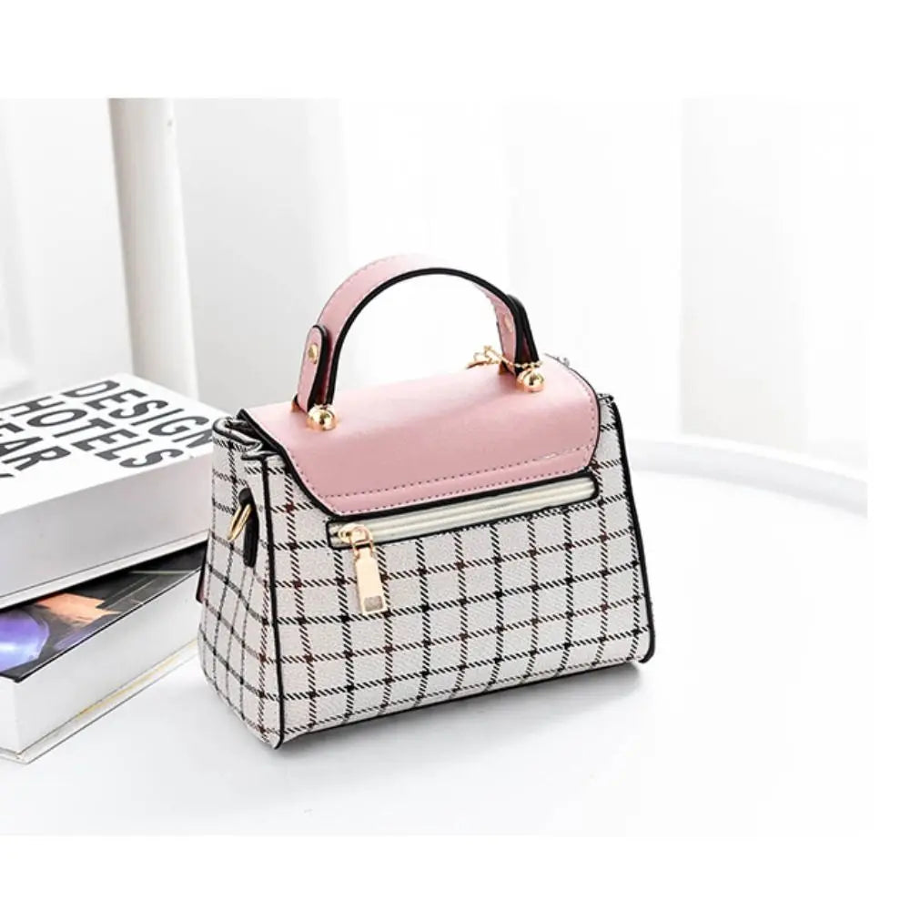 New PU Leather Shoulder Bags Plaid Pattern Buckle Handbags Flap Messenger Bag Women