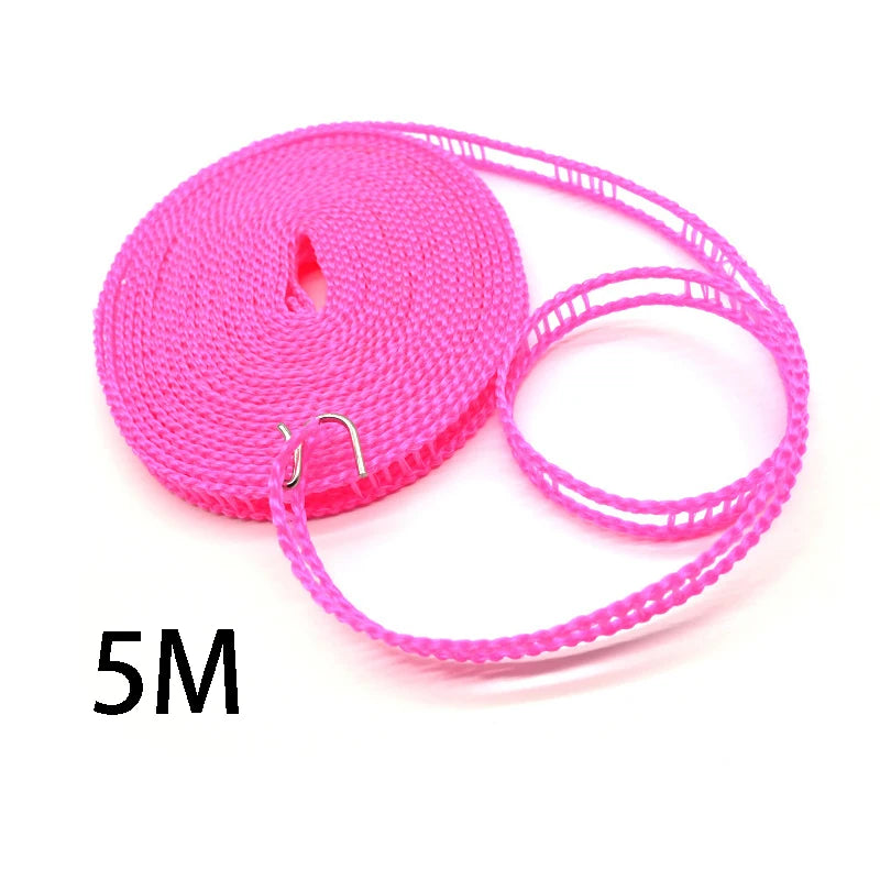 A sturdy and thick windproof clothesline, suitable for both indoor and outdoor use with no drilling required.