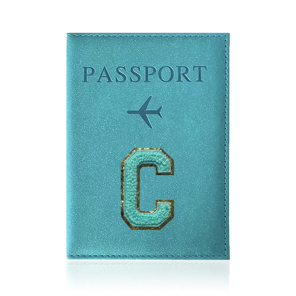 Passports Pouch Passport Protective Cover Green Letter Series Watertproof Passport Case Passports Holder PU ID Card Holders