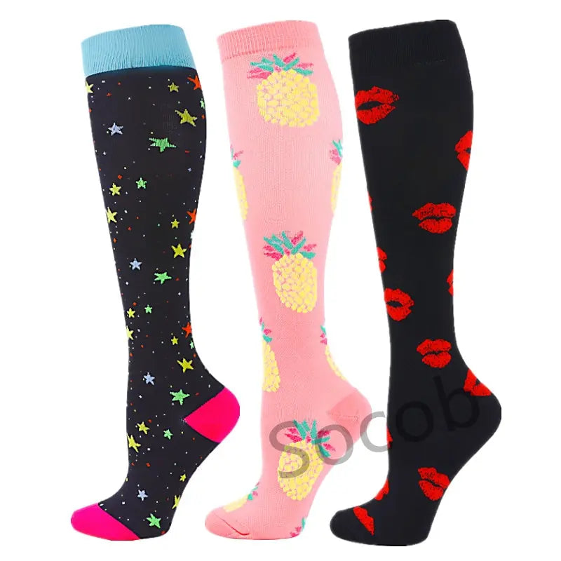 6/7 Pairs Compression Socks Varicose Diabetes Sock Running Cycling Hiking Touring Bicycle Marathon Outdoor Rugby Edema Long Tube