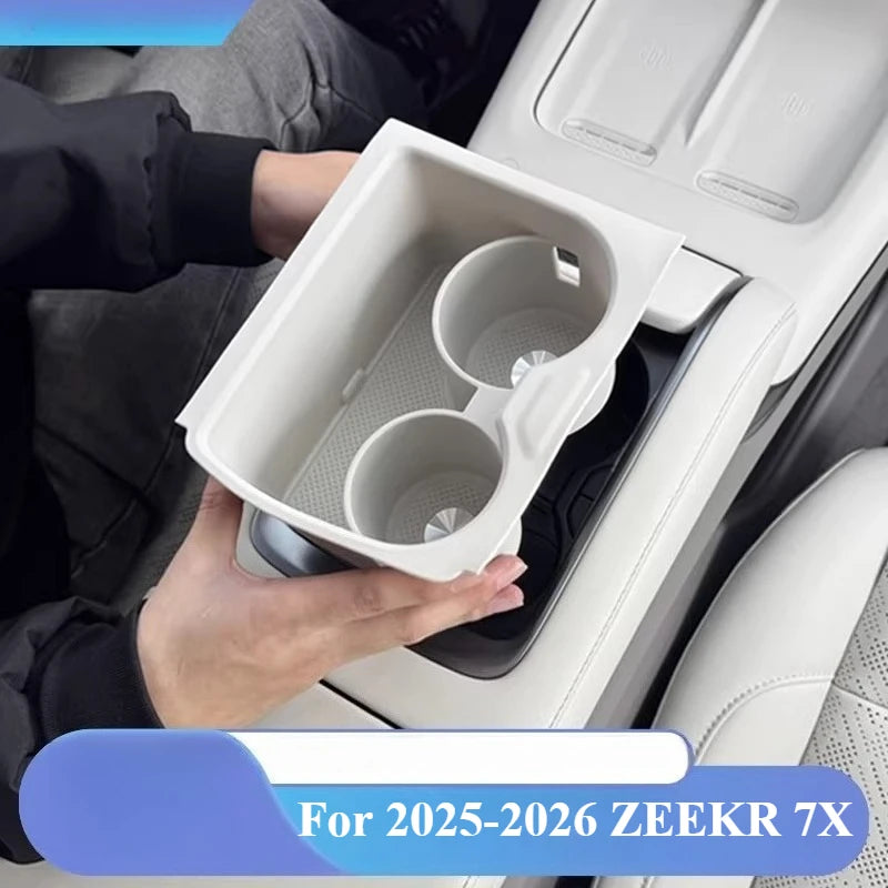 For 2025-2026 ZEEKR 7X Refresh Version Cup Holder Pad Set Central Control Silicone Storage Cushion Interior Accessories