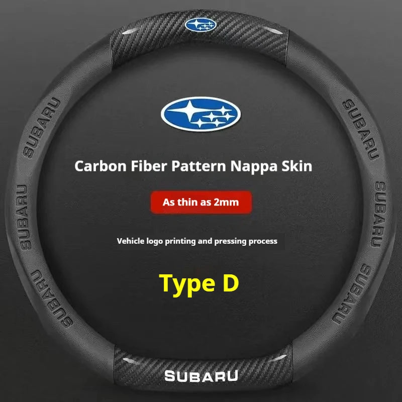 For Subaru Brz Wrx Xv Ascent Forester Outback Impreza Legacy Car AntiSlip Carbon Fiber Leather Ultrathin Steering Wheel Cover