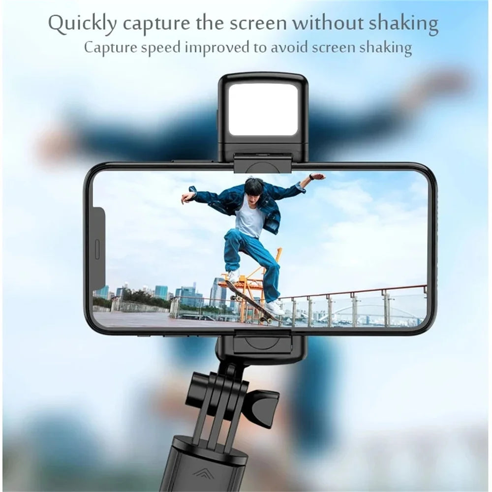 Selfie Stick Tripod Stand with Wireless Bluetooth Remote Extendable Stainless Steel Rod for Mobile Phones Live Streaming Selfie