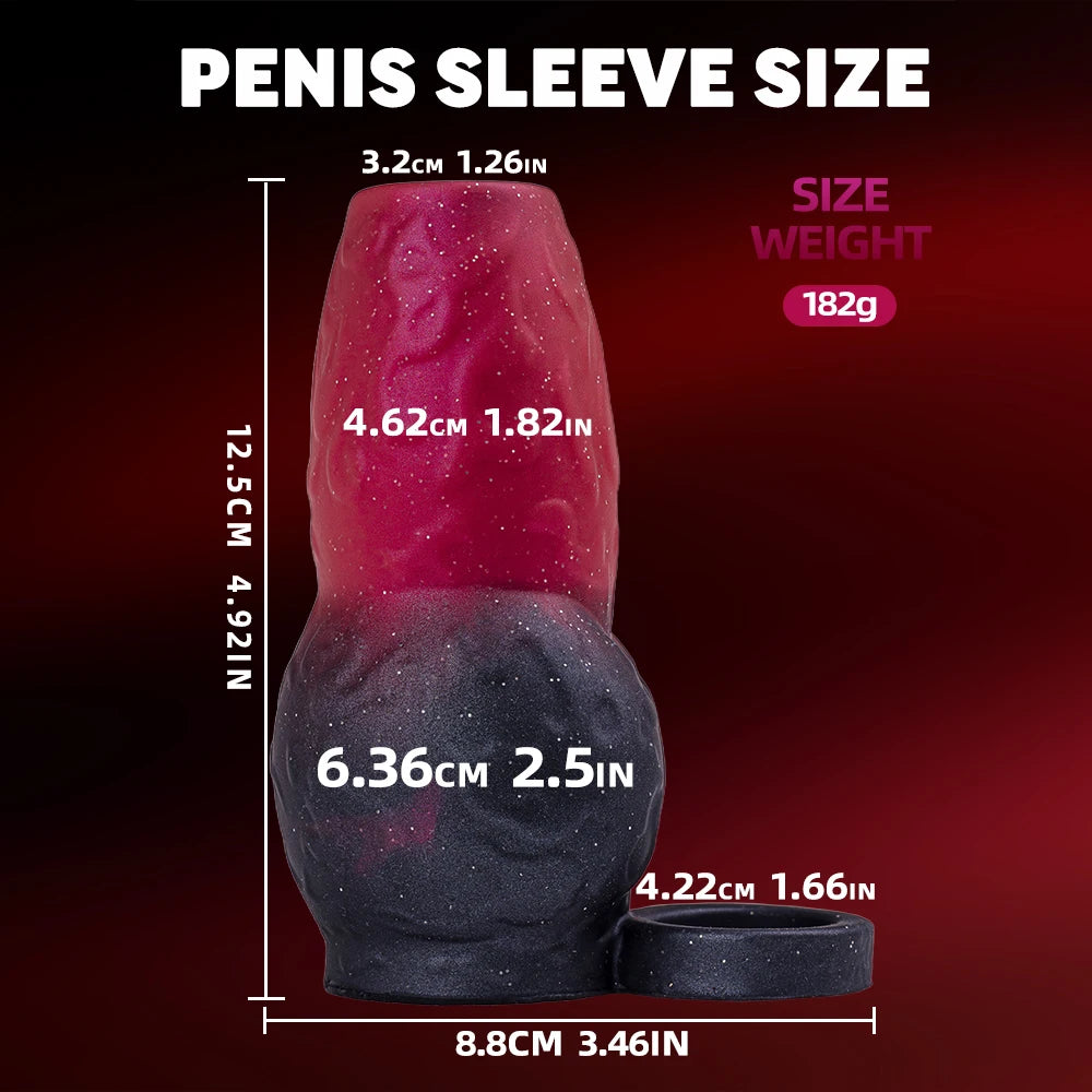 Dick Sleeve Enlargement Lock Sperm Penis Ring Adult Men Sex Toy Enlarged and Thicken Cock Sleeve Soft Silicone Male 18+ Sexy Toy