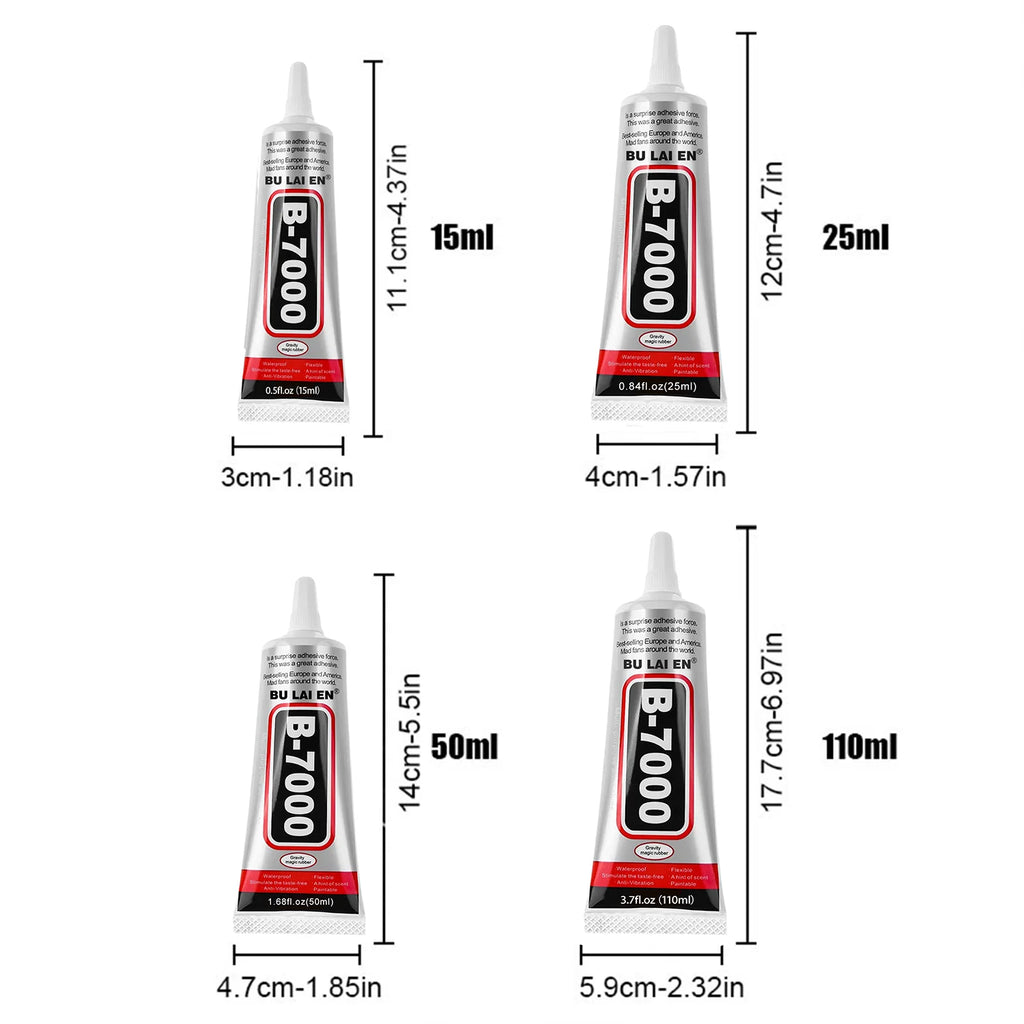 B-7000 Fabric Glue Permanent and Washable Adhesive, No-Sew Fabric Glue for Clothing, Denim, Polyester, Cotton, Flannel Materials