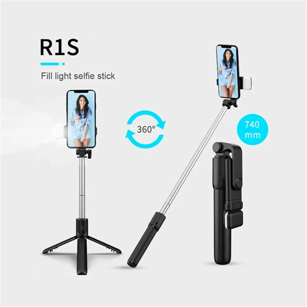Foldable Phone Selfie Stick Cell Phone Tripod With Extension Rod Bluetooth Remote Control For Android IOS Smartphone Shoot Vlog