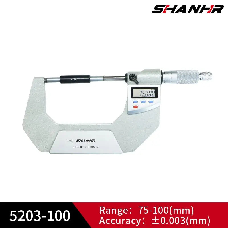 SHANHR 0-25mm Digital Micrometer Metric Inch Conversion ABS Function Large LCD Display Precision Micrometer Measuring Tool