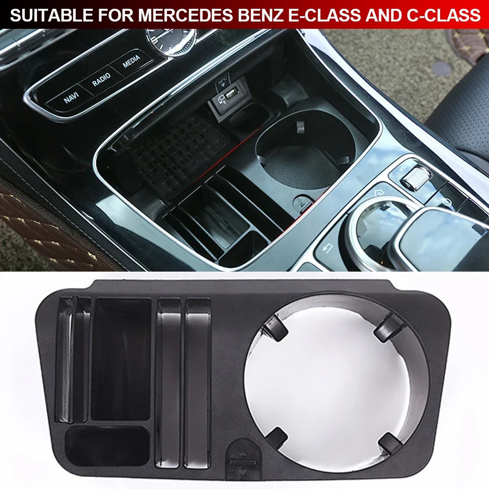 Auto Central Control Storage Box Water Cup Holder Storage Box Phone Holder for Mercedes Benz C E GLC Class W205 W213 2015-2021