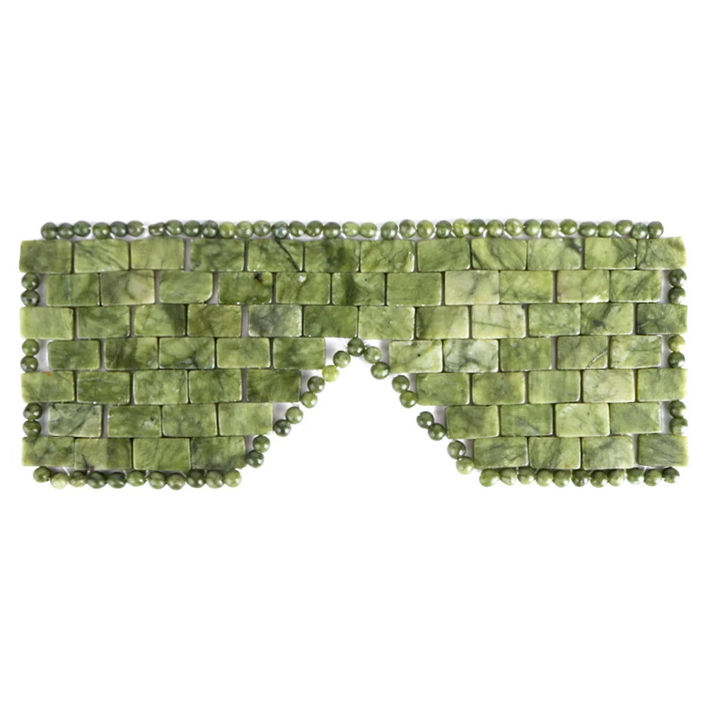 Jade Eye Mask Facial Cooling Mask Alleviate Puffiness Sleeping Eye Mask 100% Real Jade Stone Beads for Hot & Cold Therapy