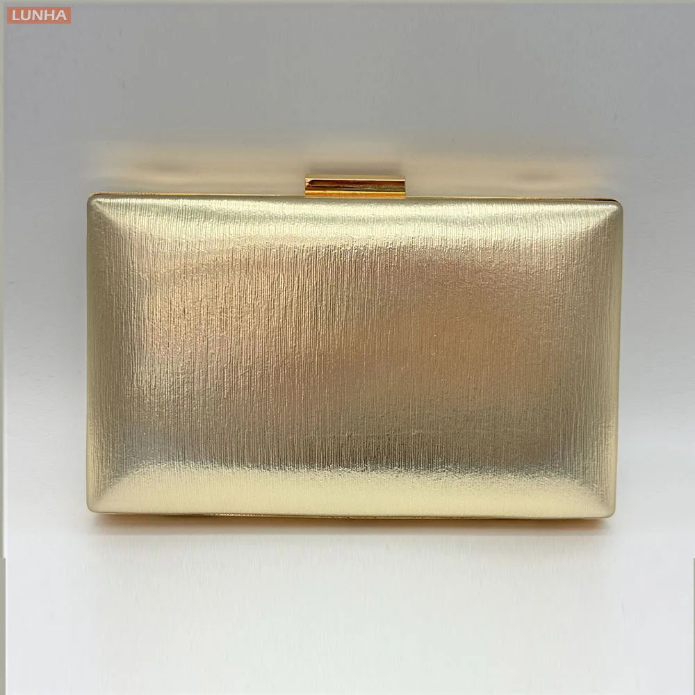 Evening Bags Vintage Metallic Box Bag Gold Silver Luxury Clutch Dinner Bag Hard Case Crossbody Purse for Party Wedding Gathering
