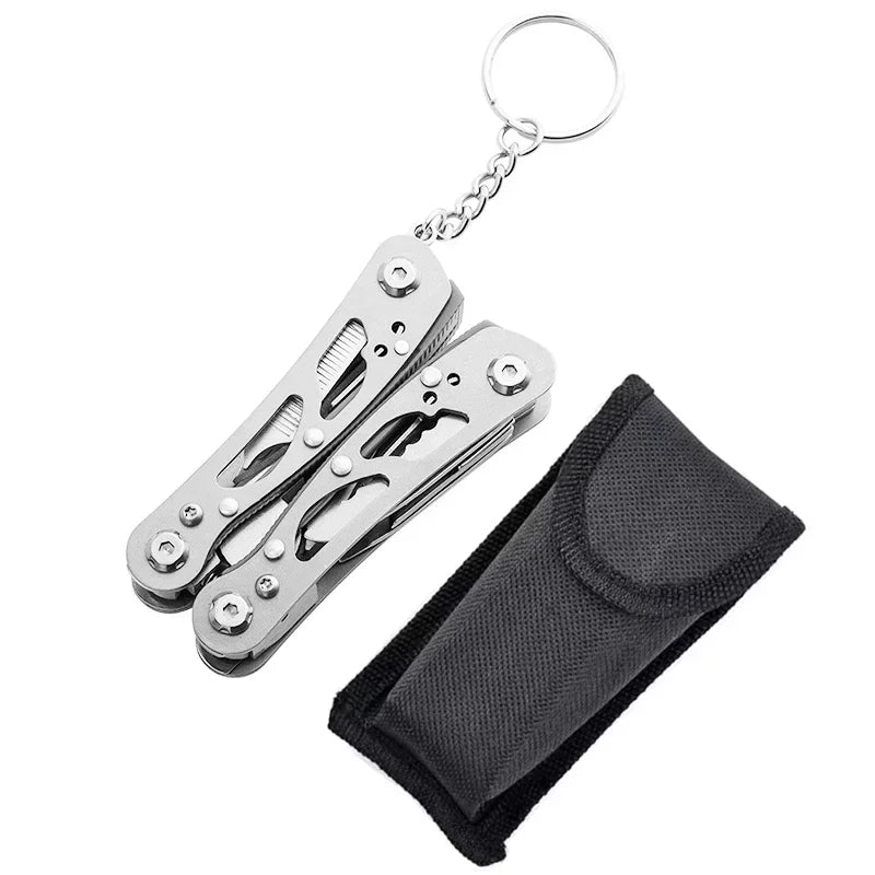 NEW Compact Stainless Steel Folding Multitool Pliers with Keychain Outdoor Camping Survival Tool for Hunting/Repair/Wire Cutting