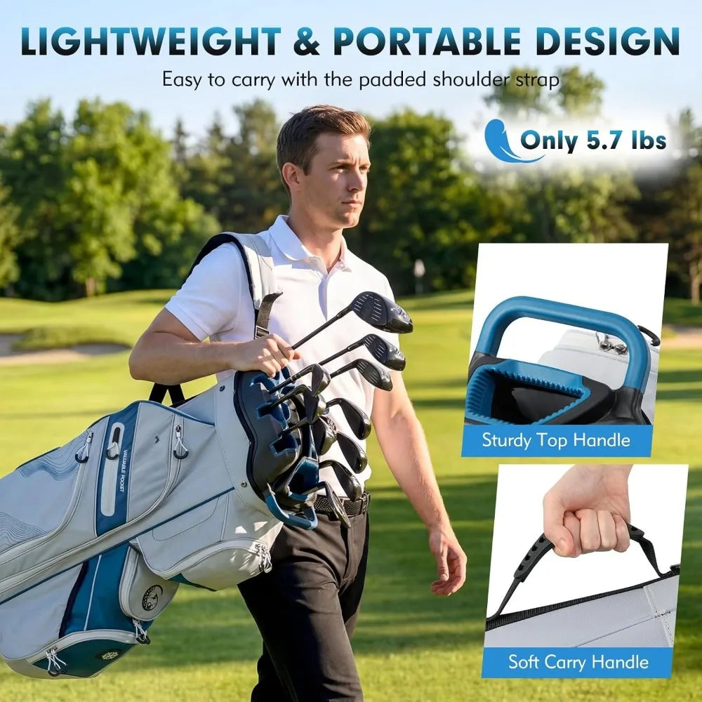 14-Way Full Length Dividers Golf Cart Bag,Molded Lock Top,11 Pockets & Cooler Pocket,Padded Design, Custom