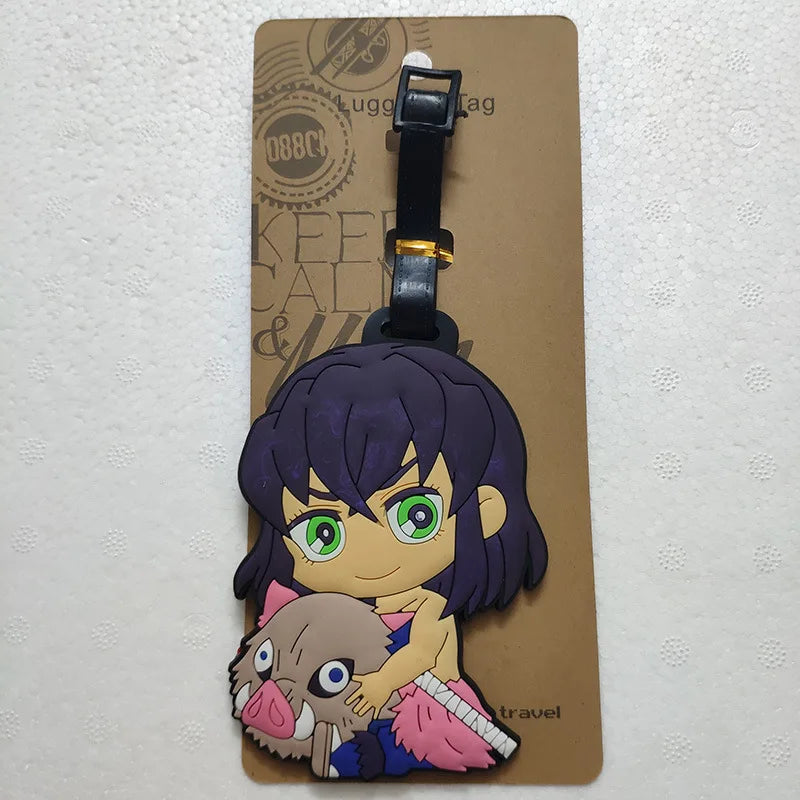 Anime Demon Slayer Luggage Tag Travel Portable Baggage Boarding Label Silica Gel ID Addres Holder Luggage Individuality Tags