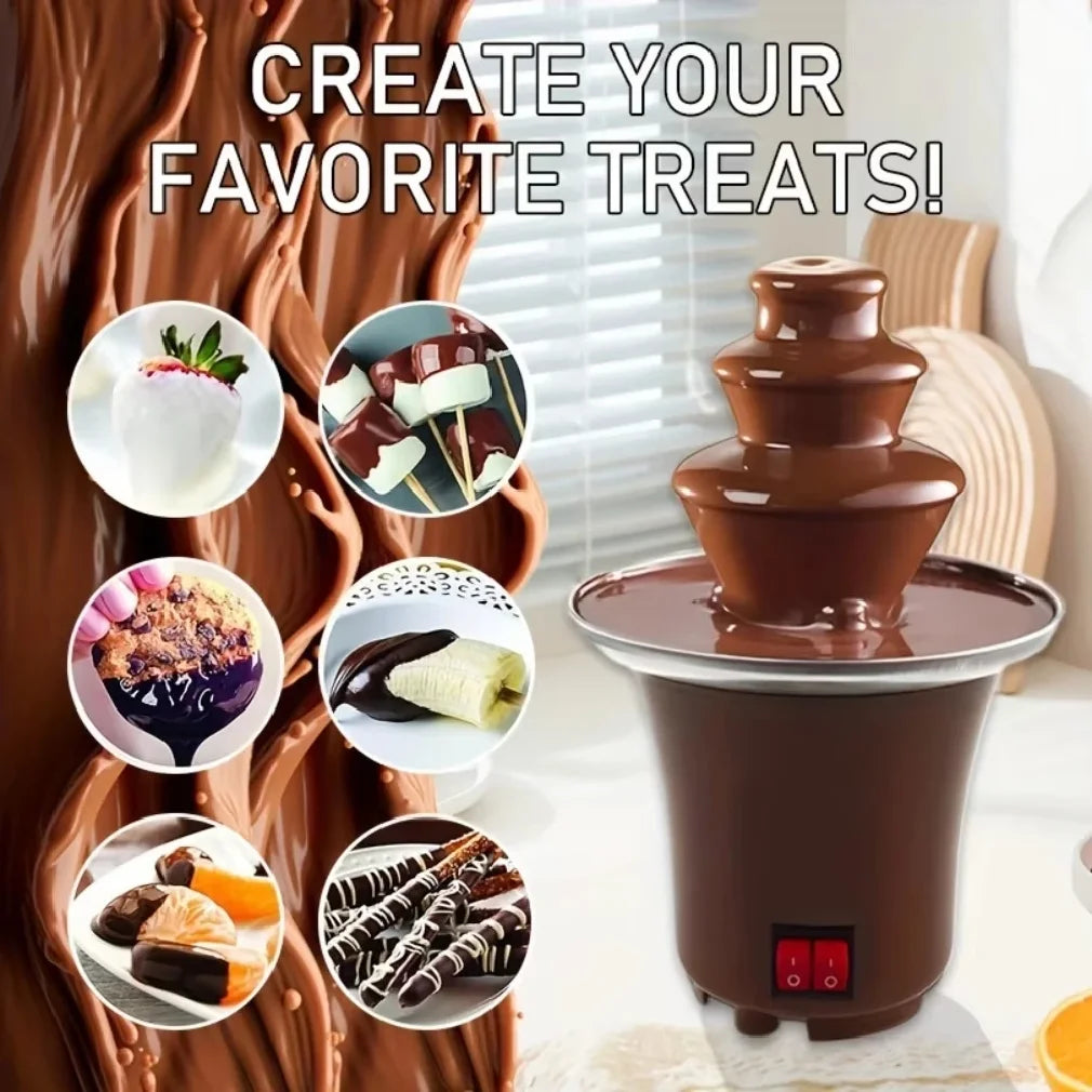 2026 New 3 Layer Chocolate Fountain 10oz Capacity Household Electric Chocolate Fondue Machine for Candy Cheese Melting