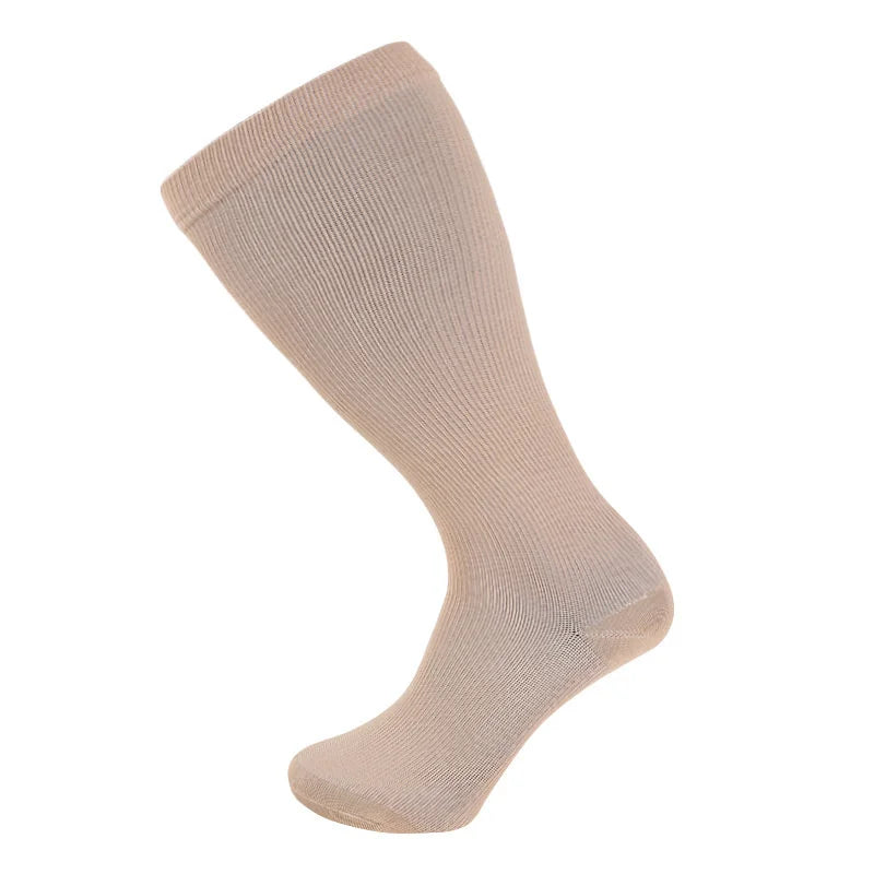 2XL-7XL Plus Size 20-30 mmHg Compression Socks for Women Men Wide Calf Extra Large Knee High Flight Sock for Circulation Support