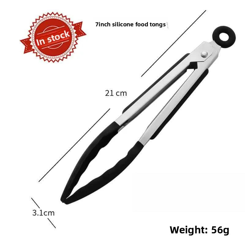 Silicone Food Tongs Heat Resistant Stainless Steel Kitchen Clip Non Slip for Home Kitchen Restaurant BBQ Outdoor Camping Steak