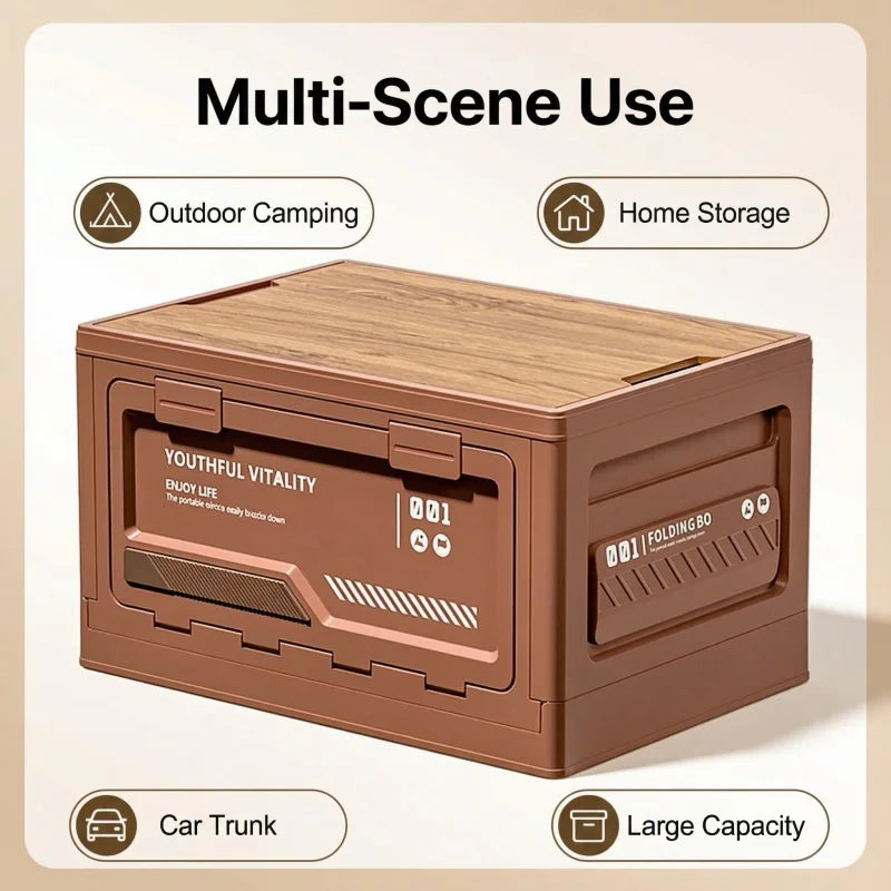 Outdoor Storage Box Camping Folding Box Camping Organizer Car Trunk Wooden Lid Industrial Air Storage Box Home Storage