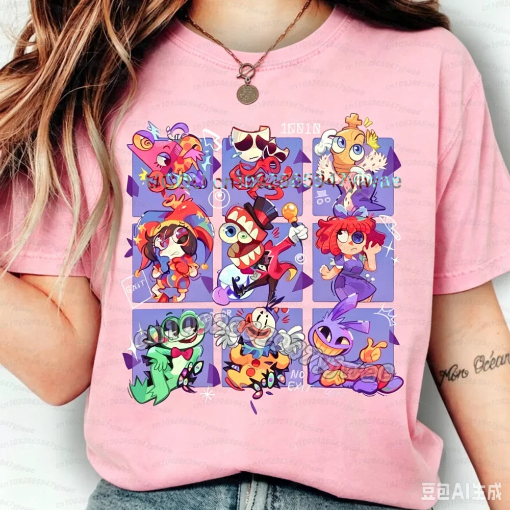 The Amazing Digital Circus Periphery T-shirt Men and Women New Summer Cotton Y2K Clothing Fashion Comfortable Short Sleeve Tops