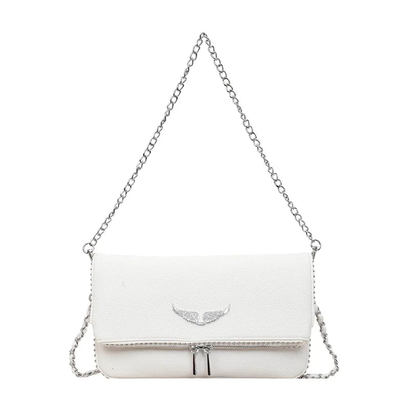 2026 New French Style Chain Clamshell Crossbody Bag Classic Versatile Shoulder Messenger Bag for Women with Wristlet