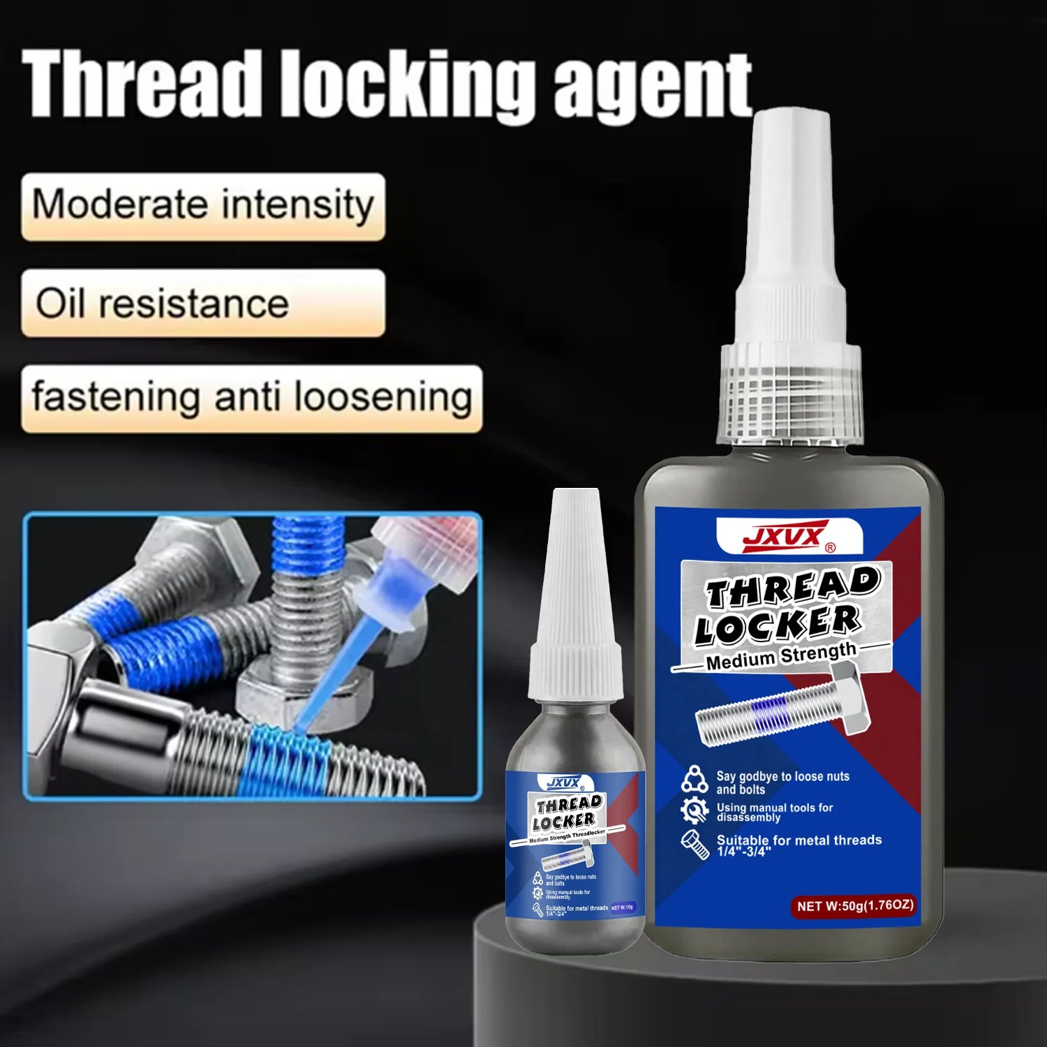 Blue Thread Locker 243 Nuts-Bolts Locker, Screw Adhesive Lock Tight Seal Fasteners Anaerobic Curing Metal Glue,Rustproof Screw A