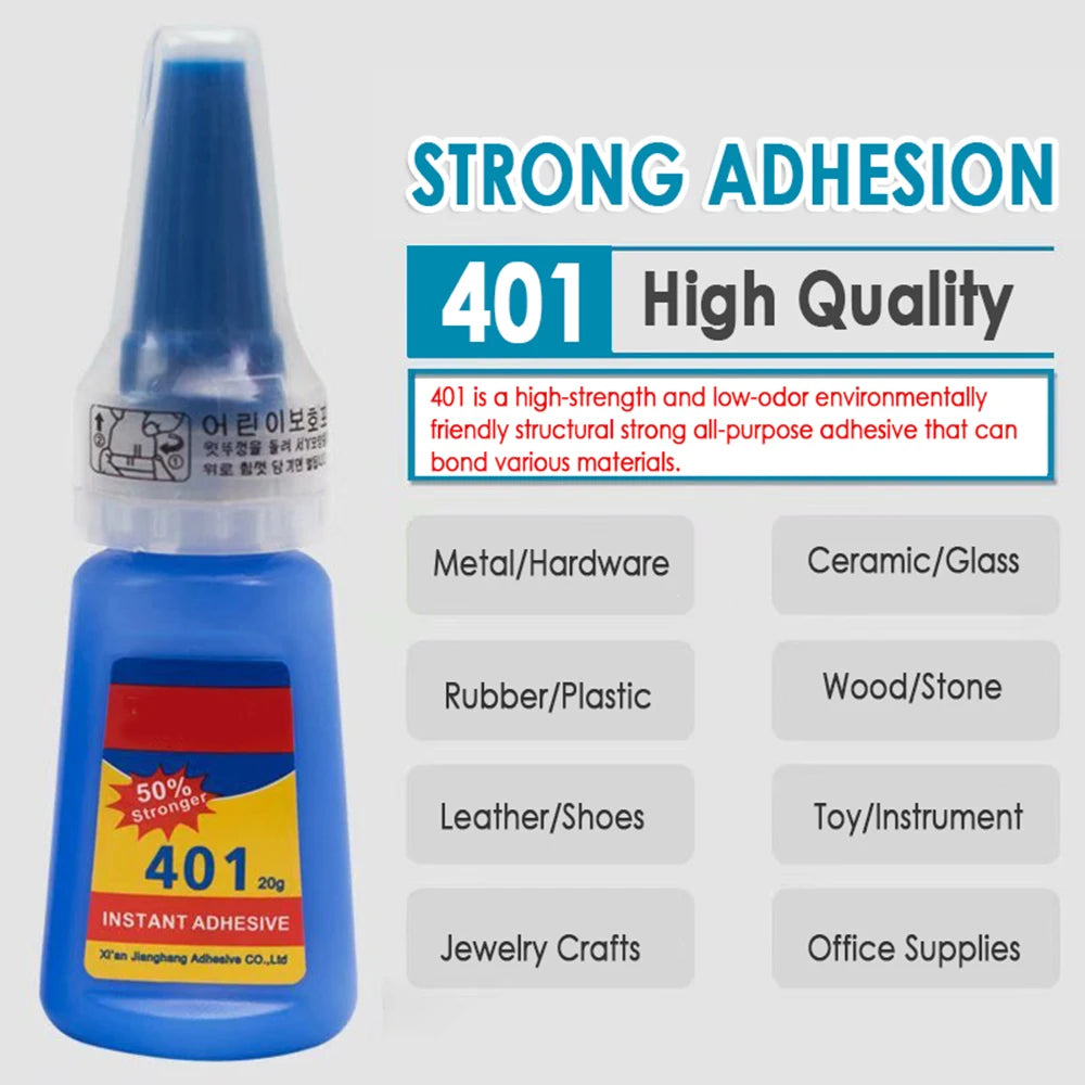 401 Glue Instant Fast Adhesive 20ML Bottle Stronger Super Glue Multi-Purpose Fix HOT Super Strong Liquid Colorless Adhesive Glue