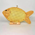Fish Shaped Rattan Clutch Bag Creative Woven Handbag Candy Fruit Basket Bags Hollow Handmade Ornaments Women Makeup Bag Clutch