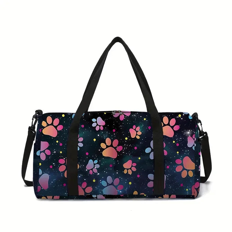 Paw Prints Large Capacity Luggage Bag for Boy and Girls Best Gifts 2D Cartoon Stravel Duffels Outdoor Fitness Bag for Children