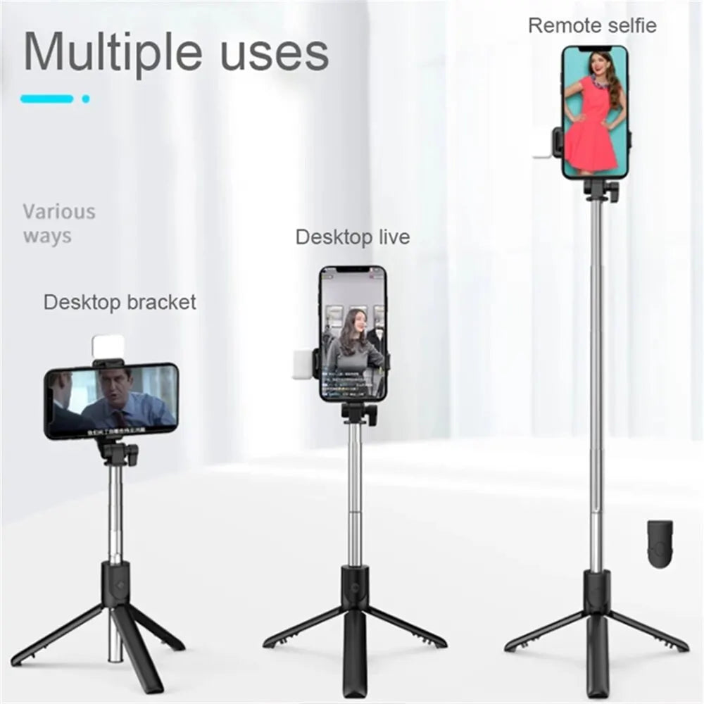 Bluetooth Selfie Stick Retractable 360 Rotation Portable Selfie Stick Multi-functional Mini Tripods with Wireless Remote Shutter