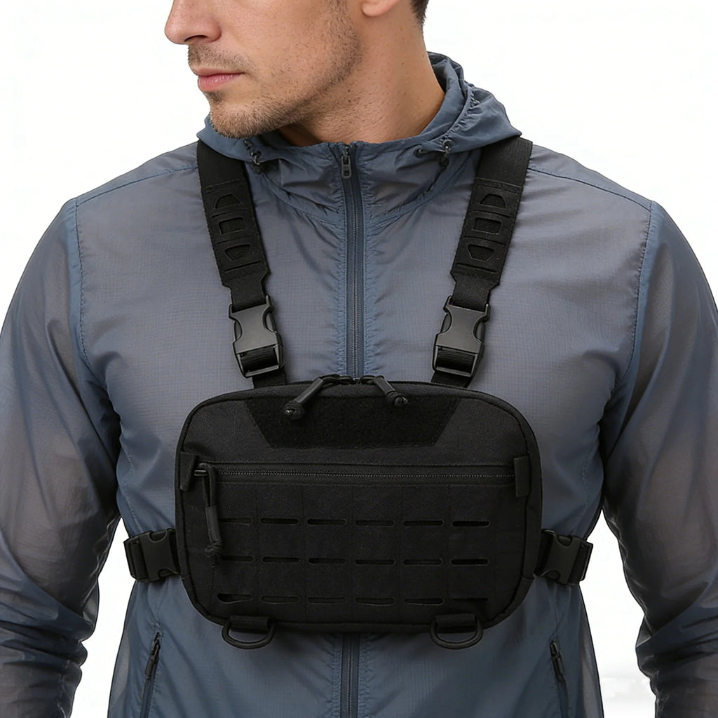 Men's Tactical Molle Chest Bag Outdoor Sports Travel Vest Hiking Trekking Hunting Backpack Fishing Cycling Bags Front Rig Pouch