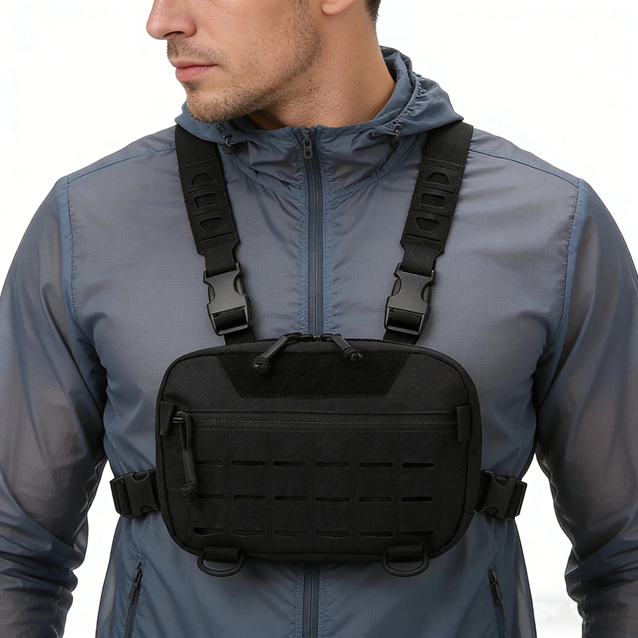 Men's Tactical Molle Chest Bag Outdoor Sports Travel Vest Hiking Trekking Hunting Backpack Fishing Cycling Bags Front Rig Pouch