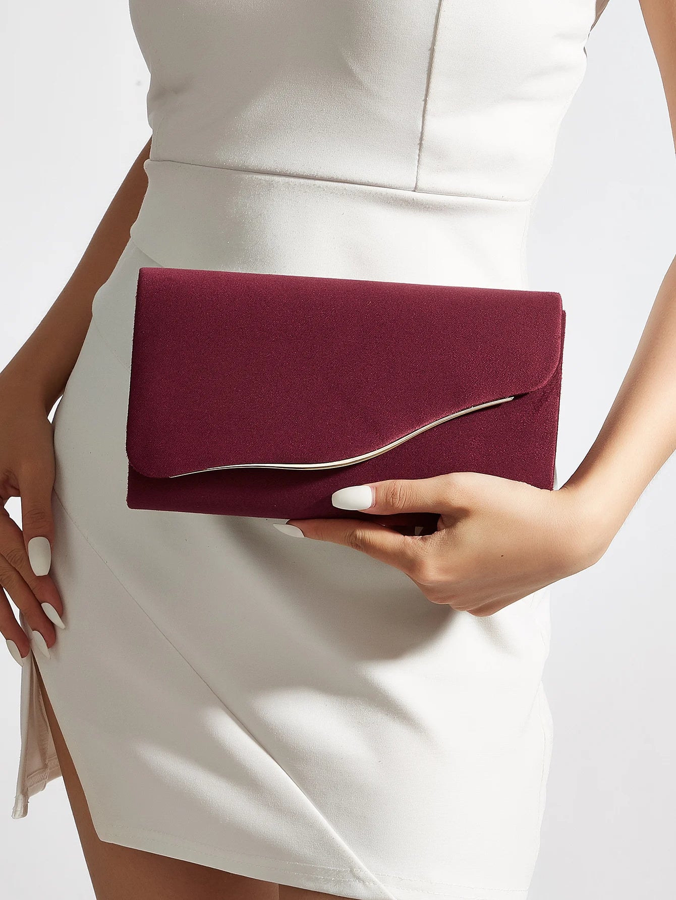 Women's Fashionable Velvet Clutch Bag, Evening Bag, Envelope Bag, Flap Bag, Makeup Bag, Wallet, Business Commuter Bag, Portable Crossbody Bag, Detachable Shoulder Strap, Evening Dress Matching Clutch Bag, Prom, Wedding Season