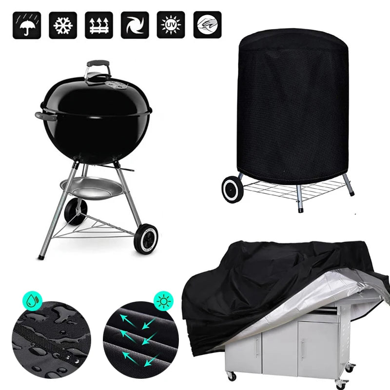 210D Waterproof BBQ Grill Cover, Heavy-Duty Outdoor Barbecue Protective Cover, Dustproof Anti-UV Cover for Garden Patio Barbecue
