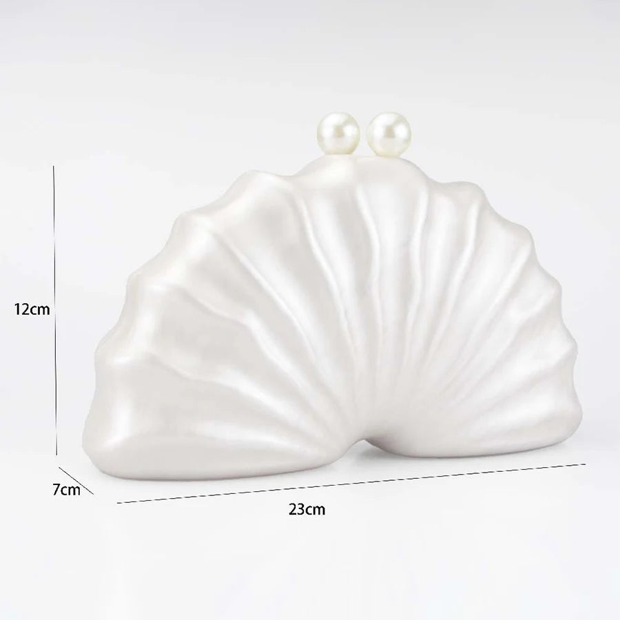 Acrylic shell shape clutch bag women designer evening party cute purse white pink champagne shell handbag chain shoulder bag sac