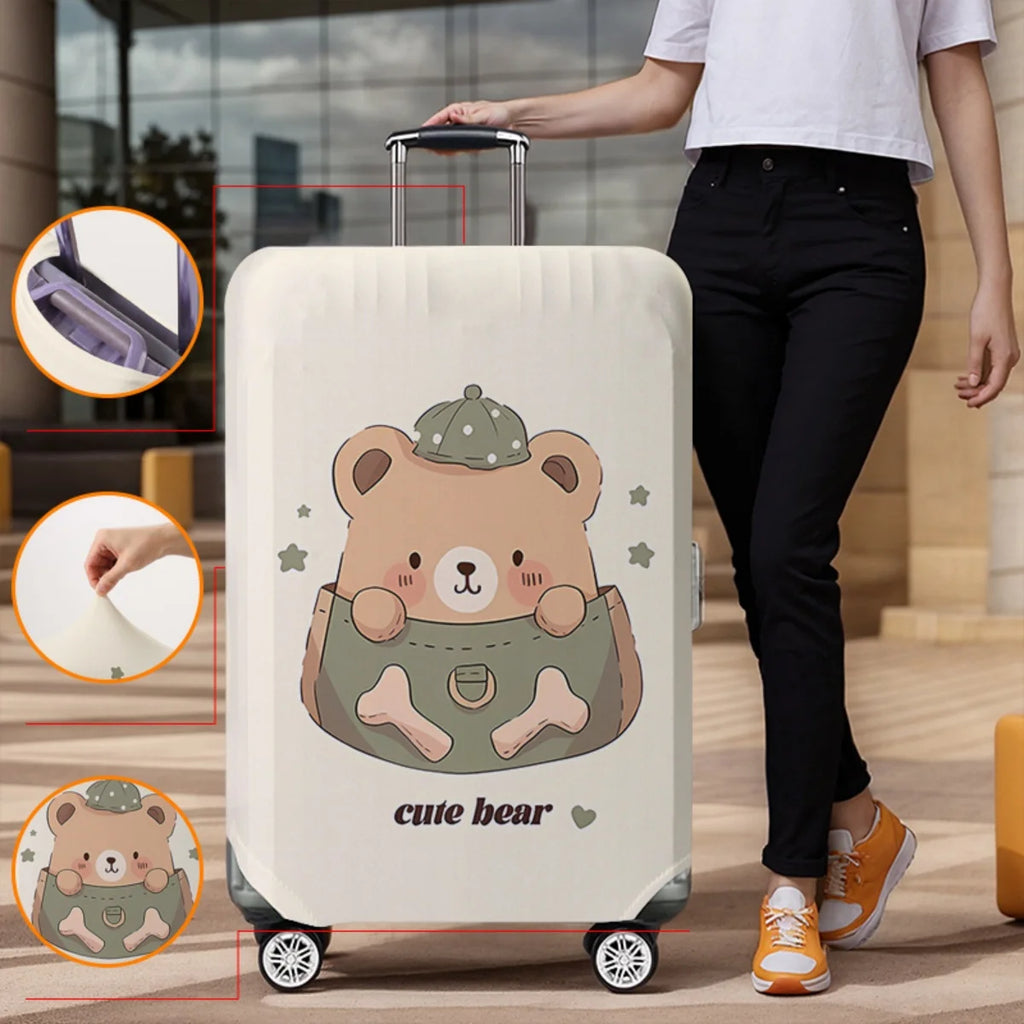 Animal pattern luggage protection cover, set suitable for 18-32 inch luggage cover, suitcase handle cover, travel accessories