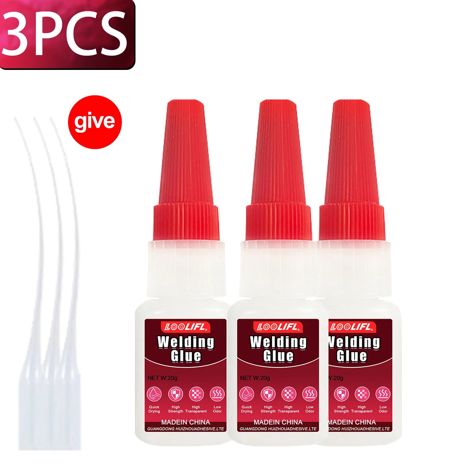 LOOLIFL Instant Strong Super Glue Universal Mighty High Viscosity Welding Glue for Metal Glass Wood DIY Adhesive Fast Dry tool