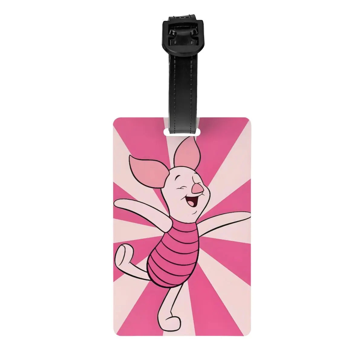 Custom Happy P-Piglets Anime Big Movie Luggage Tag With Name Card Privacy Cover ID Label for Travel Bag Suitcase