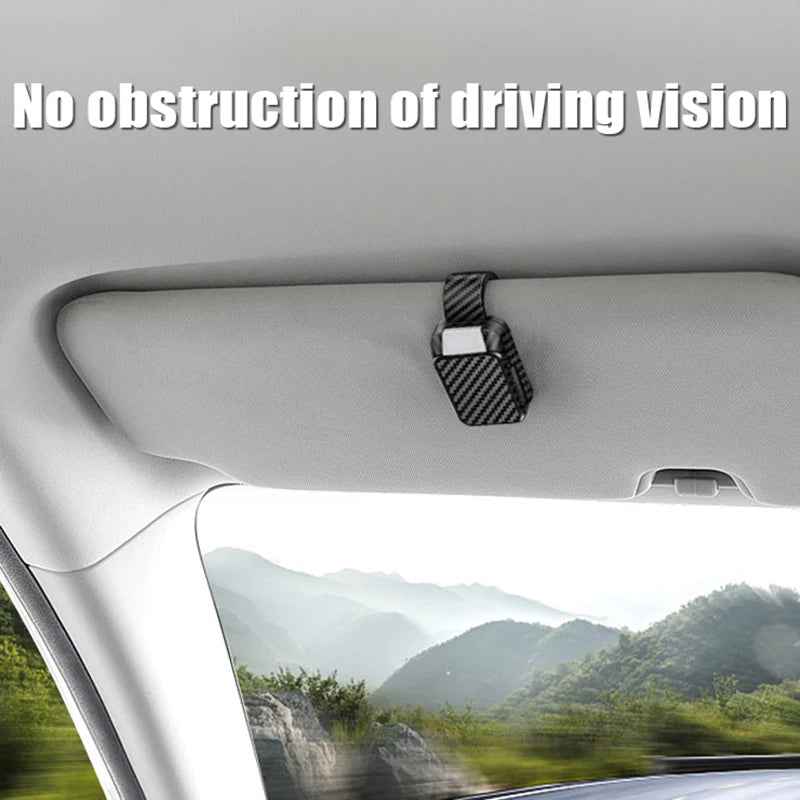 Universal Car Sun Visor Glasses Clip Carbon Fiber Portable Eyeglasses Sunglasses Storage Holder Car Interior Accessories