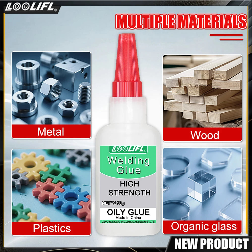Oily Welding Adhesive, Super Glue, Metal Adhesive, Acrylic Adhesive, Home & Garden Repair Tool, For Iron Aluminum Copper Stainless Steel Wood Plastic Glass Leather Rubber, High Strength Fast Setting.
