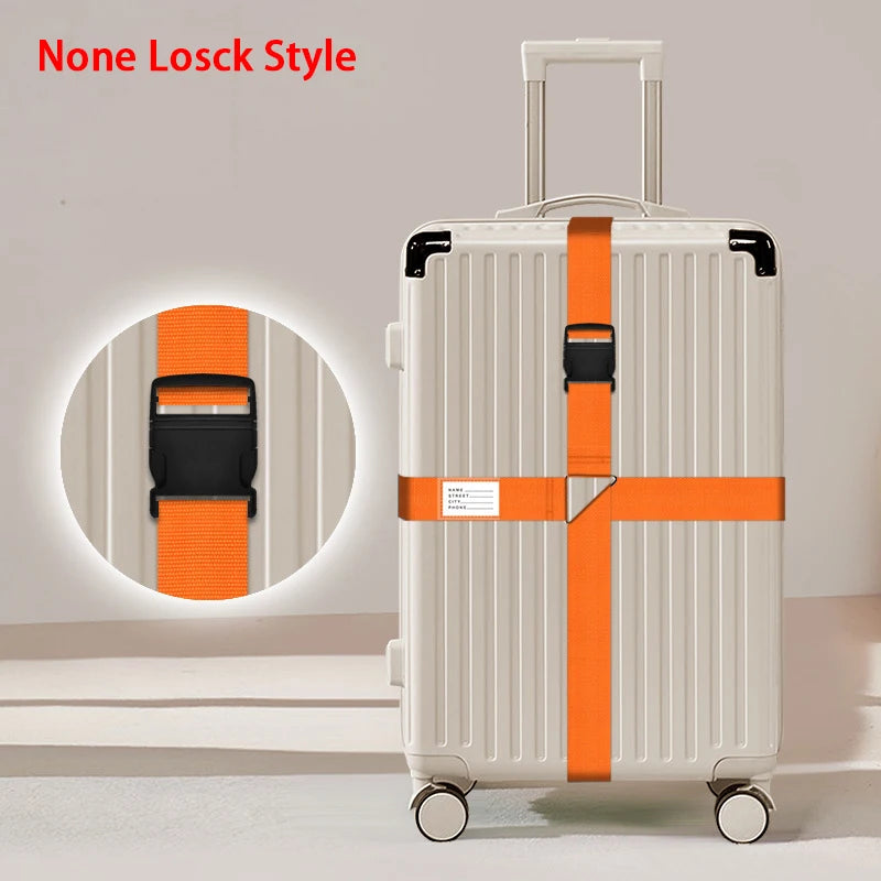 Nylon Cross Luggage Straps with Name ID Card Adjustable Bundling Packing Baggage Belt Password Lock Anti-lost Travel Accessories