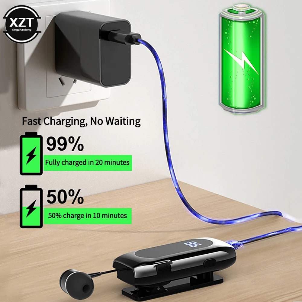 K55 Lavalier Business Bluetooth 5.2 Headphone Talk/music Time 20 Hours,led Digital Display BT5.2 Call Remind Vibration