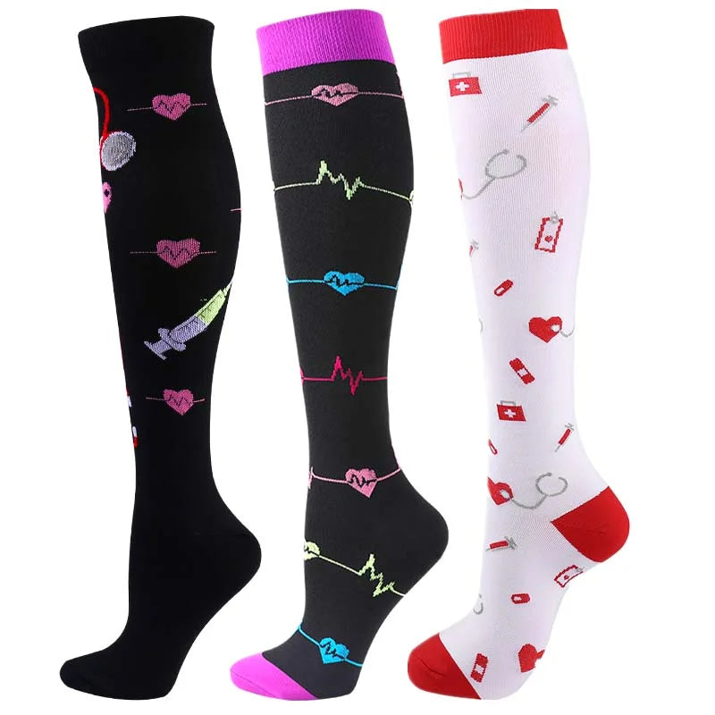 Unisex Compression Socks for Men and Women Medical Diabetes Varicose Veins Sports Socks for Running Cycling Travel Flight Yoga