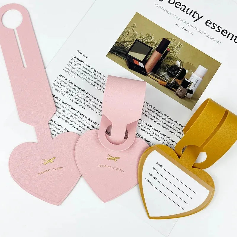 PU Heart Travel Luggage Tags Leather Solid Luggage Tags Luggage Boarding Tags Travel Accessories Packing Bags